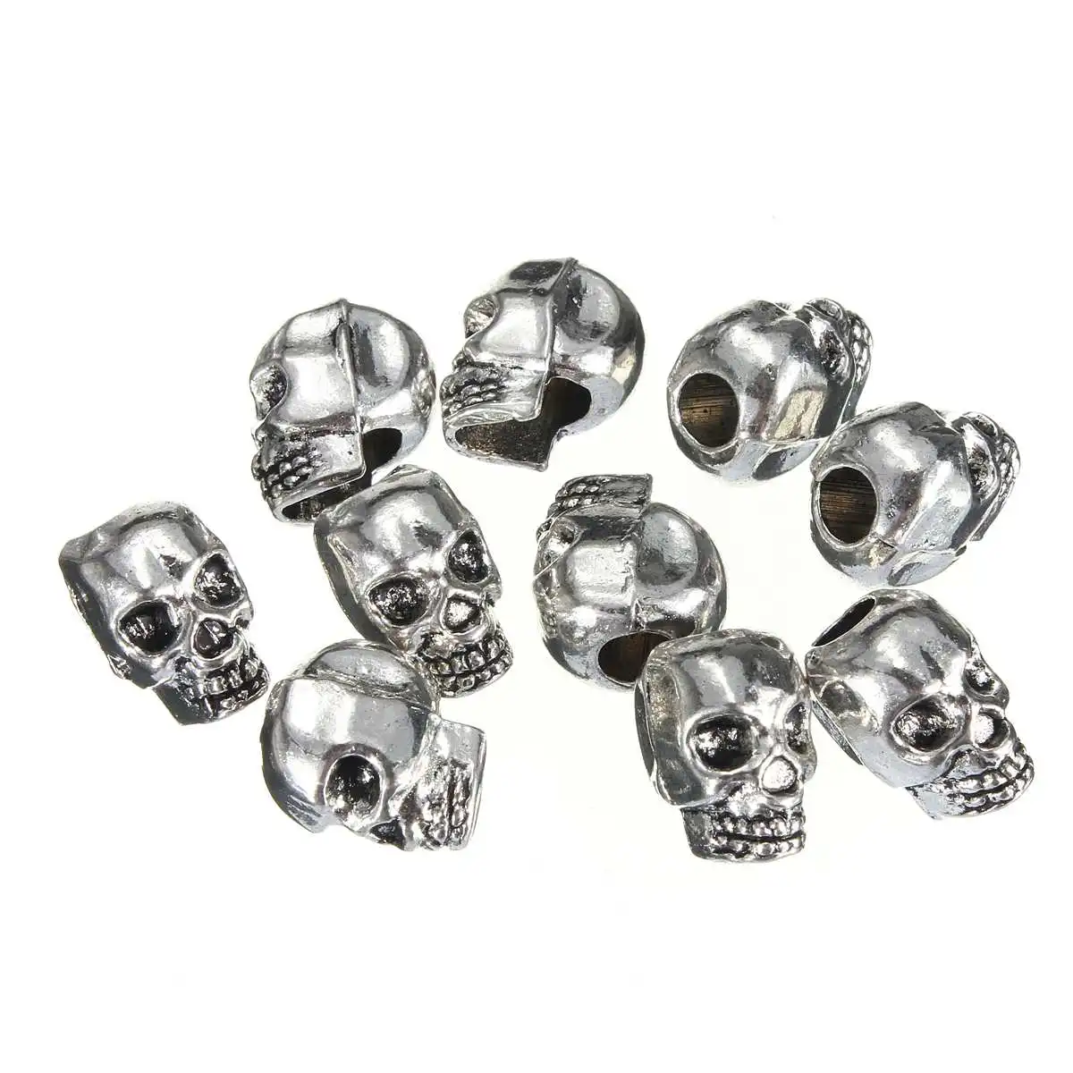 

10Pcs Skull Beads Paracord Bracelet Lanyard Necklace Pendant Key Charm DIY Craft Decaration Friend Children Gift