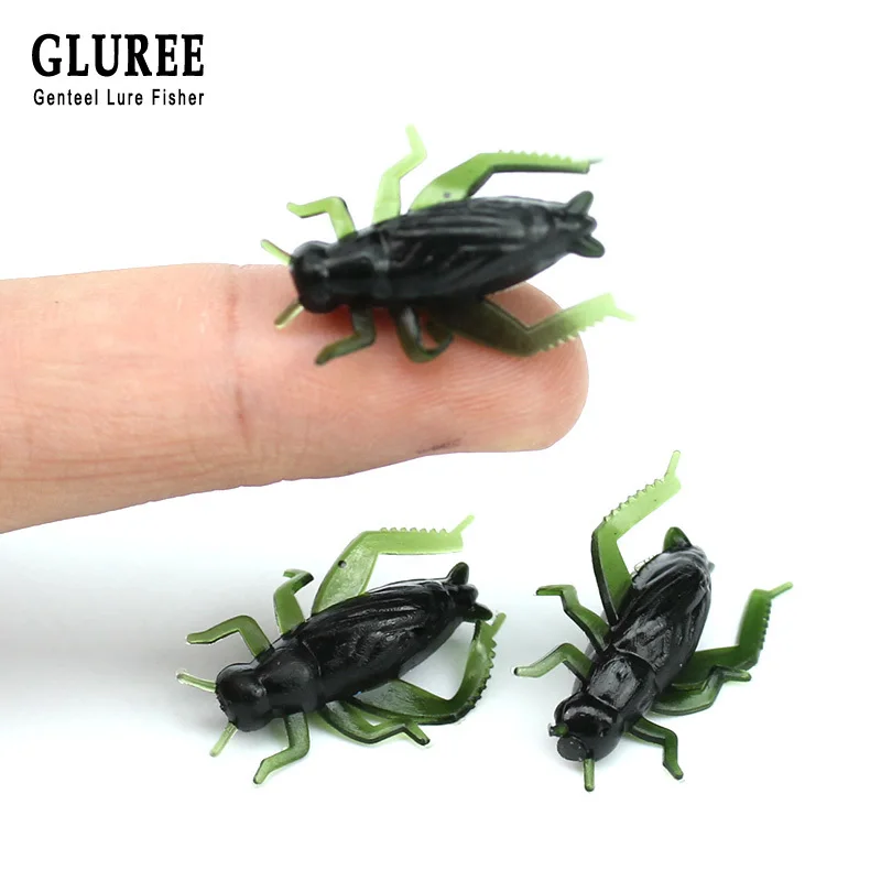 GLUREE 1 قطعة الكريكيت لينة الصيد إغراء 2.5 سنتيمتر الاصطناعي الطعم لينة إغراء PVC الأخضر نابض بالحياة وهمية الحشرات جودة عالية الأسماك معالجة