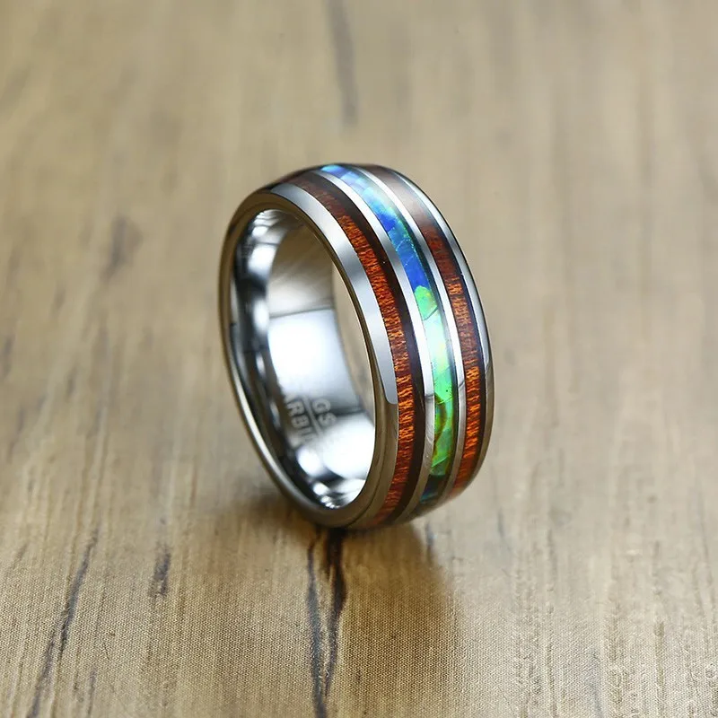 Vnox, 8 мм, вольфрам, карбид, кольцо для мужчин, деревянный узор, цветное, уникальное, обручальное, повседневное, джентльмен, Анель, ювелирное изделие