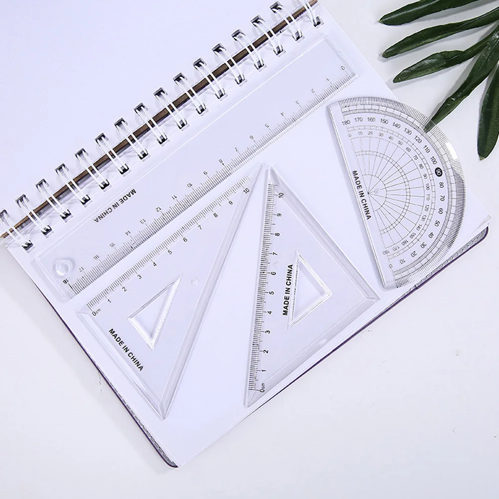 

4pcs/pack Students Drawing Ruler Set Square Triangle Protractor Geometry Ruler School Office Supplies Math Geometry Artists #17