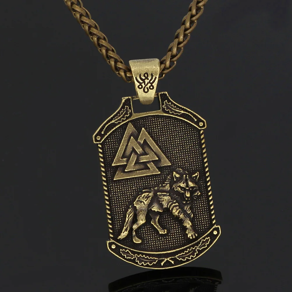 Мужское скандинавский Викинг odin wolf valknut ожерелье с узлом|Ожерелья подвеской| |