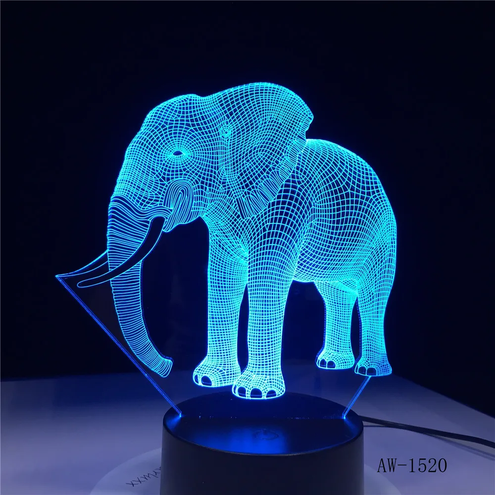 

3D LED Night Light Dance Elephant with 7 Colors Light for Home Decoration Lamp Amazing Visualization Optical Illusion AW-1520