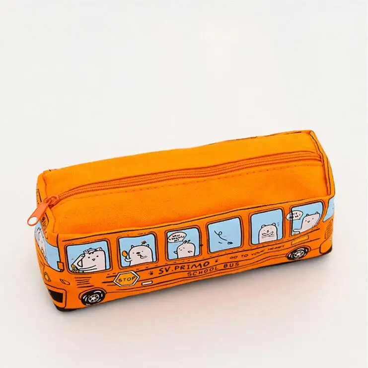 Ellen Brook 1 шт. Kawaii Модный милый автобус ручка холщовый чехол для карандашей школьный офисный стационарный чехол