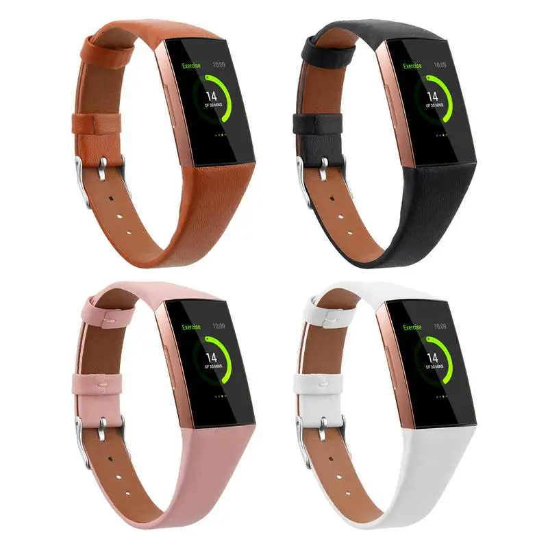

Leather Watch Band for Fitbit Charge 3 & Charge 3 SE Genuine Leather Band Strap Wristband for Women Men Small & Large