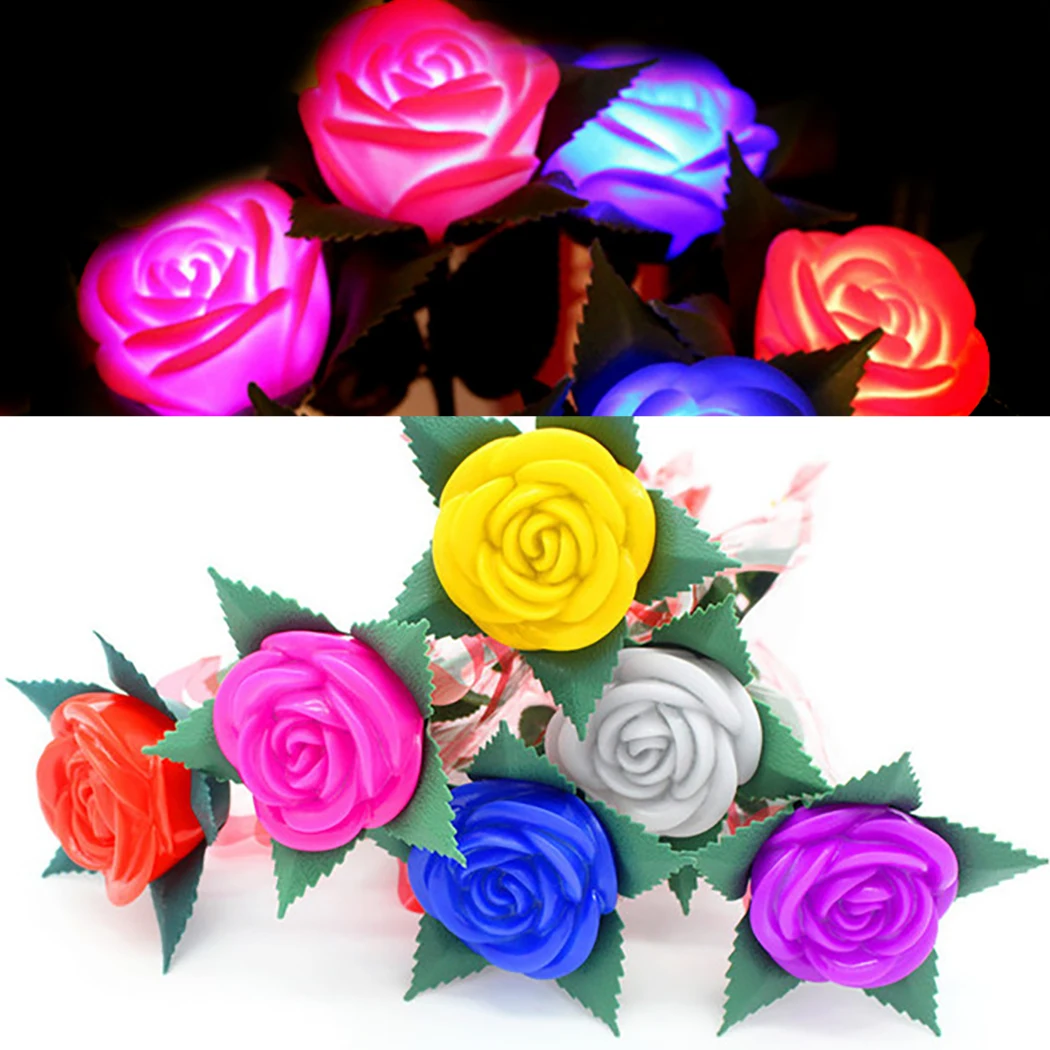 6PCS Artificial Rose Creative Decorative Flower Fake with Light for Valentine's Day | Дом и сад