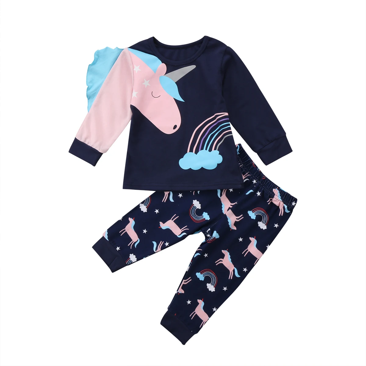 Pants Pajamas Set Sleepwear Outfit Clothing 2pcs Kids Baby Girl cartoon Tops