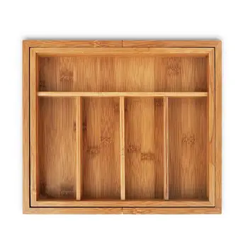 

5 Grid Bamboo Expandable 7 Grid Tray Drawer Organizer Cutlery Kitchen Tableware Jewellery Tools Storage Box