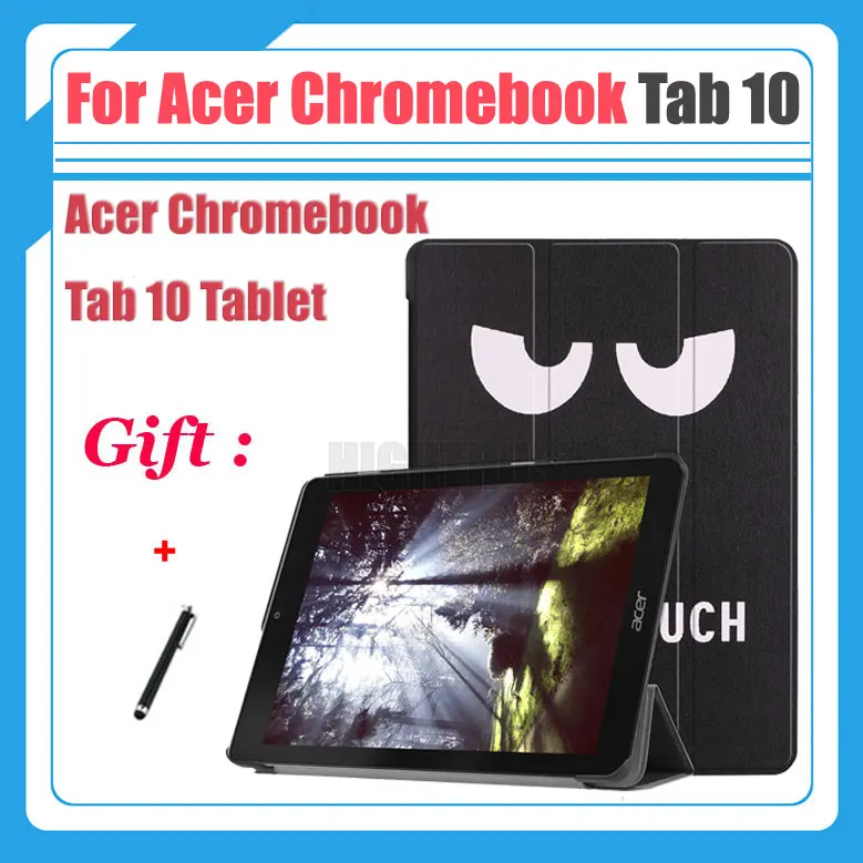Printed Flip PU leather Ultra Slim Stand Case For Acer Chromebook Tab 10 Tablet Cover For Acer Chromebook Tab10 + Pen