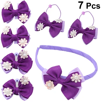 

7 Pcs Boutique Cute Lovely Hair Bow Clips Hair Tie and Headband Set Hair Accessories for Kids Girls Teens