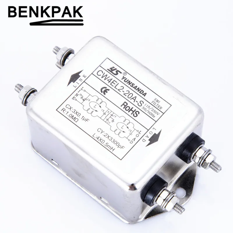 

1pc AC Power Single Phase EMI Filter CW4EL2-S 10A 20A 30A Connector