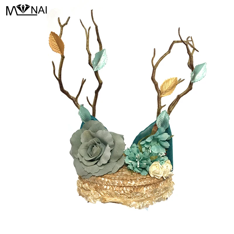 

Vintage Women Fascinator Gothic Mini Top Hat Punk Floral Flowers Hairpin Tree Branch Leaves Party Headwear Hair Accessories