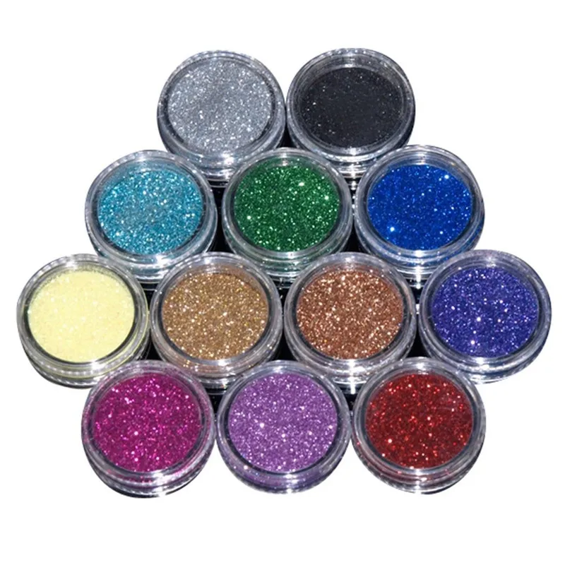 

12 Colours Glitter Dust Powder Set for Nail Art Tips DIY Decoration Crafts