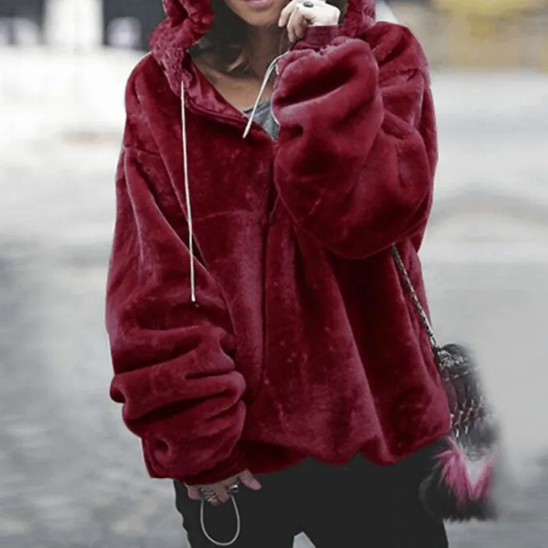 Womens Harajuku Hoodies Sweatshirt Hoody Teddy Flannel Loose Large Size Lantern Sleeve Sexy Zipper V-Neck Sweatshirt Woman Coat Womens Harajuku Hoodies Sweatshirt Hoody Teddy Flannel Loose Large Size Lantern Sleeve Sexy Zipper V-Neck Sweatshirt Woman Coat