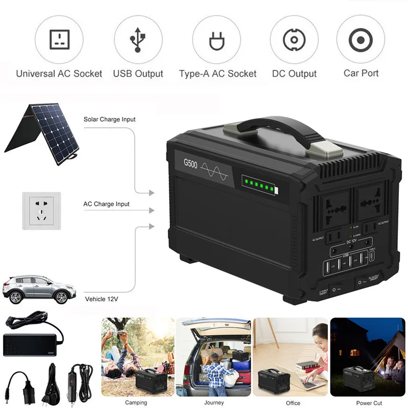  Portable 1000W 120000mAh Solar Power Storage Generator Inverter Outdoor UPS Pure Sine Wave Power Su