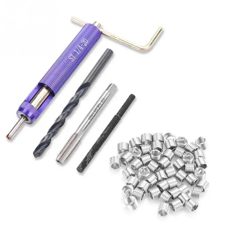 

50Pcs Coiled Wire Inserts Thread Repair Insert Set Installment Tool Kit M1/4-20*1.5D Screw Threaded Insert