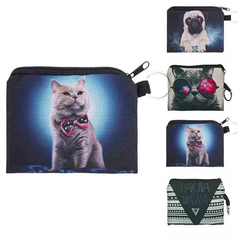 

Cute 3D Digital Dog Cat Printing Coin Pouch Coin Wallet Holder Multifunction Cartoon Coin Purse For Children Girls Teenagers