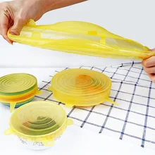 Универсальная Силиконовая Вакуумная крышка, 6 шт., легкая вакуумная уплотнительная растягивающаяся упаковочная чаша, кастрюля, крышки для кастрюль, аксессуары для кухонной посуды
