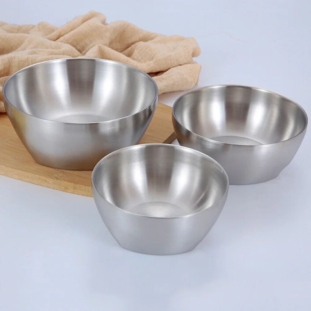 

304 Stainless Steel Bowl Double Insulated Bowl Household Utensils Instant Noodles Bowl Metal Snack Bowl