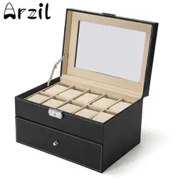 Модный бренд часы Дисплей Коробка Подарочный чехол 20 слотов двухслойные дизайн хранения коробка-органайзер для ювелирных украшений