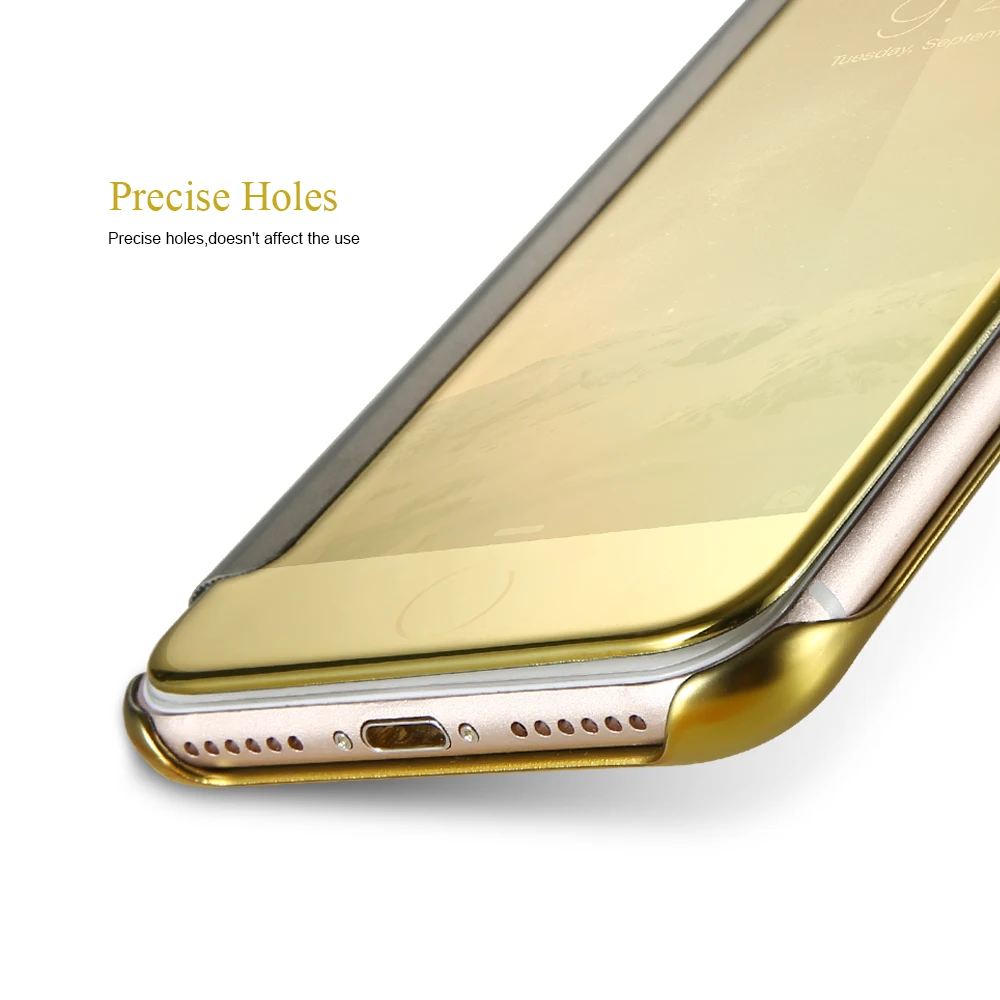Чехол KISS с покрытием зеркальный флип чехол для телефона iPhone 6 6S 7 8 Plus сплошной цвет
