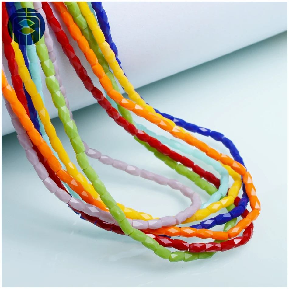 

JuleeCrystal 4mm Glass Beads Multicolor 95PCS Faceted Long Cube Beads for Jewelry Making Wholesale Glass Beads