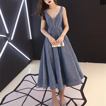 

2019 Summer New Deep V-neck Sleeveless Party Dress Women Vintage Empire A-line Dress Sexy Mid Straps Dresses
