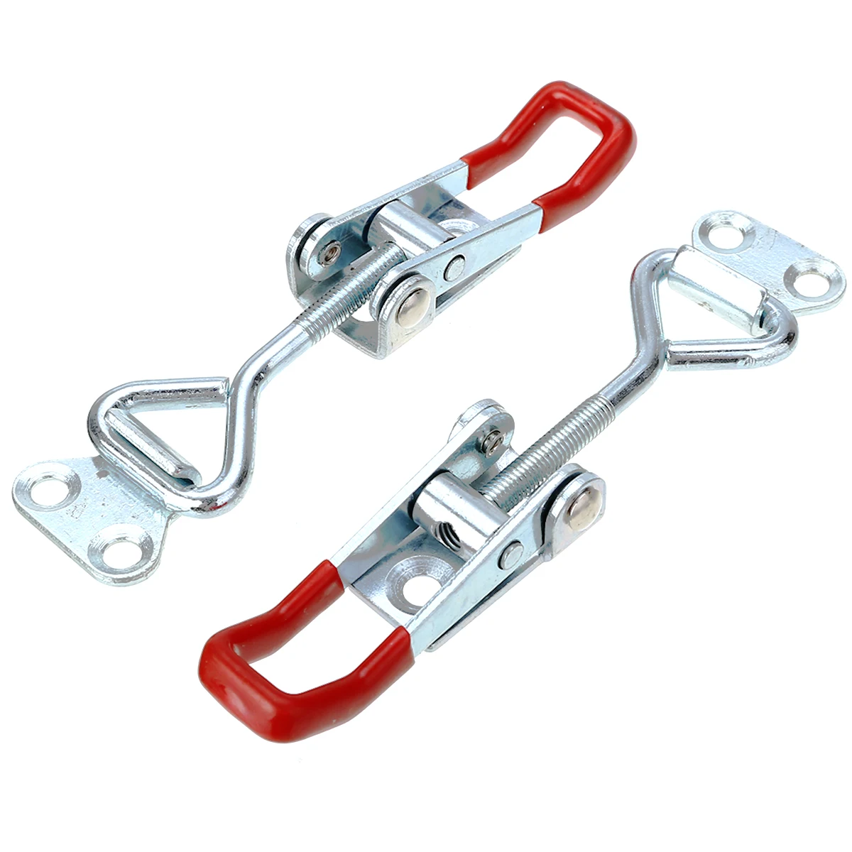 2pcs Toggle Catch Latch Clamp Cabinet Boxes Lever Handle Hasp Adjustable Metal Clasp Length Furniture Hardware Silver+Red