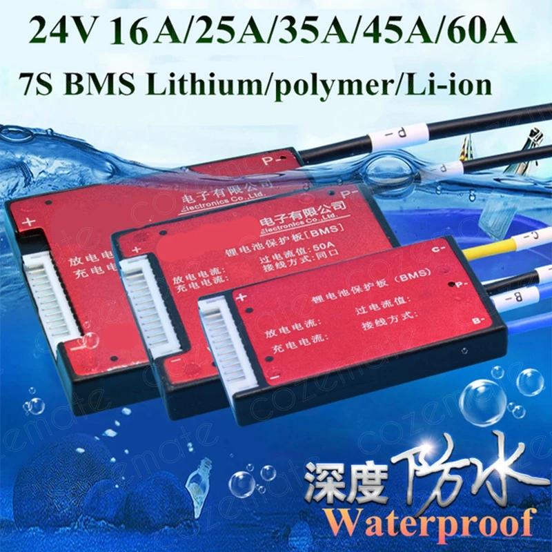 7S BMS 24 В литиевый 7s в 16A 25A 35A 45A 60A разрядный аккумулятор 25 6 Bms защита для лодки