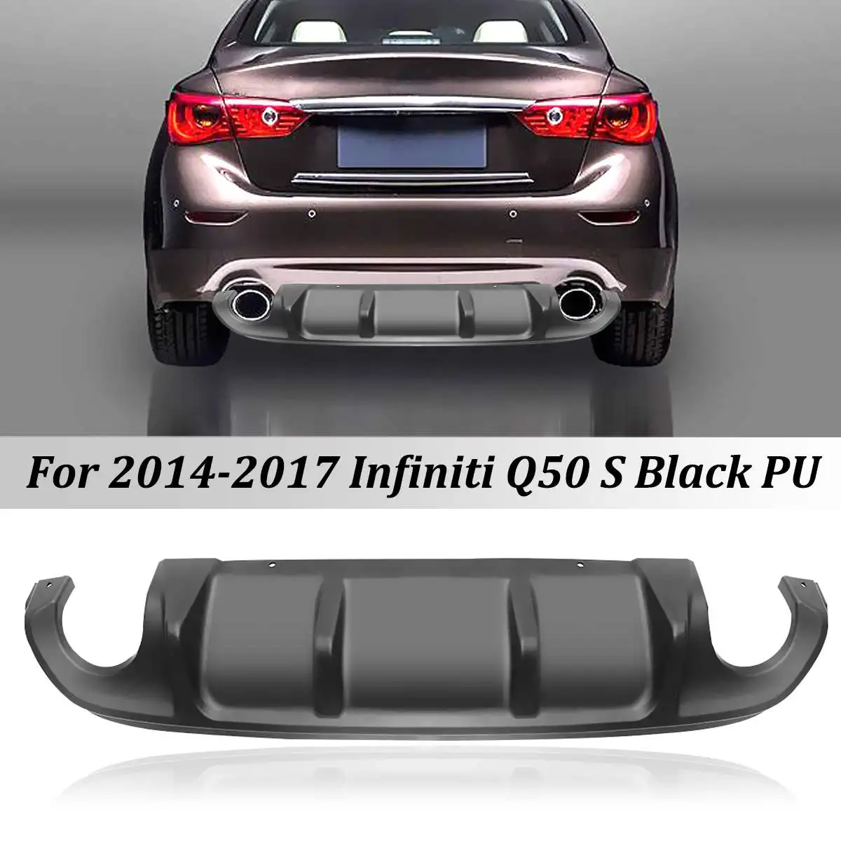 

Auto Car Styling Black PU Rear Bumper Lip Spoiler Lower Diffuser for Infiniti Q50 Q50L Protector Back Bumper Splitter