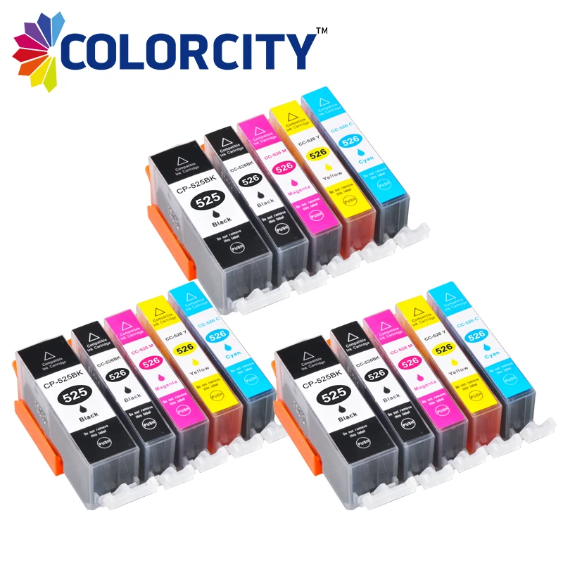 15 шт. PGI 525 CLI 526 pgi cli чернильный картридж для canon PIXMA IP4850 IP4950 MG5150 MG5250 MG6150 MG8150 MX715 MX885