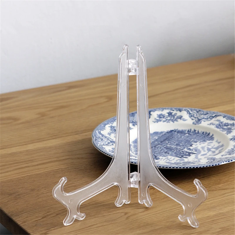 12Pcs/Set Clear Plastic Easels Plate Holders Display Dish Rack Picture Frame Photo Book Pedestal
