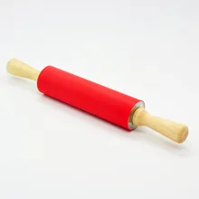 38 см антипригарное силиконовая Скалка помадка тесто ролик с деревянной ручкой выпечки аксессуары Кондитерские инструменты