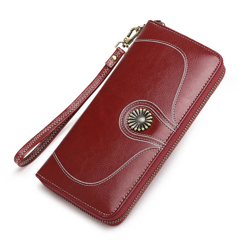 

Long Fashion Genuine Leather Wallet Women Purse Zipper Organizer Wallets Money Pocket Coin Purse Clutch Bag Card Holder Vidulum