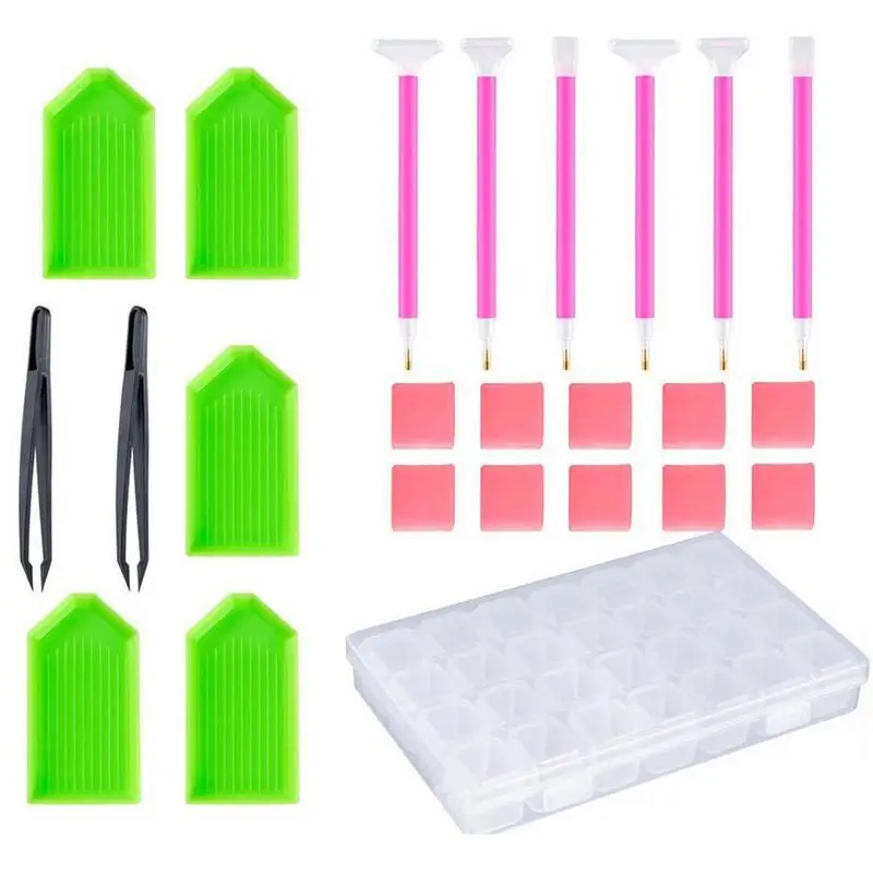 

DIY Diamond Painting Tool Kit Stylus Clay Open Plate Tweezers Accessories Cross Stitch Embroidery Pen Tools Set