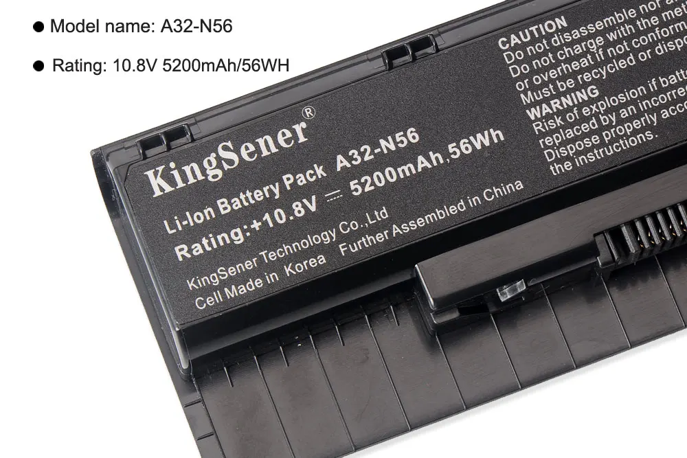 KingSener A32-N56 Аккумулятор для ноутбука ASUS B53V B53A F45A F45U R500N R500VD F55 N56D N56DY N56J N56JK N56VM N56VV N56VZ N56VB