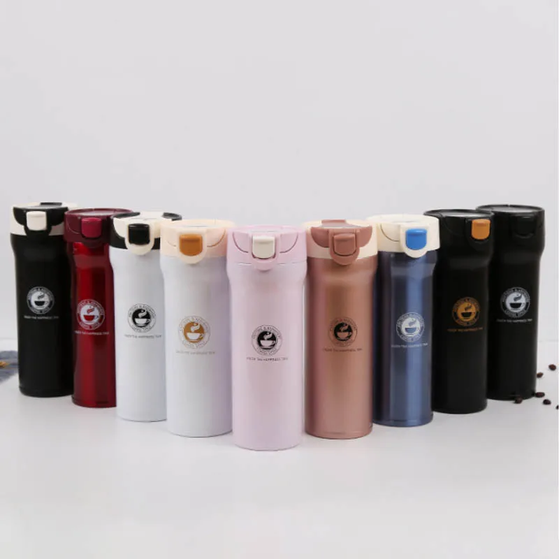 

500ML Vacuum Flasks Portable Stainless Steel Coffee Tea Milk Cups Strainer Bounce Cover Leak-Proof Thermos Cup Car Accessories