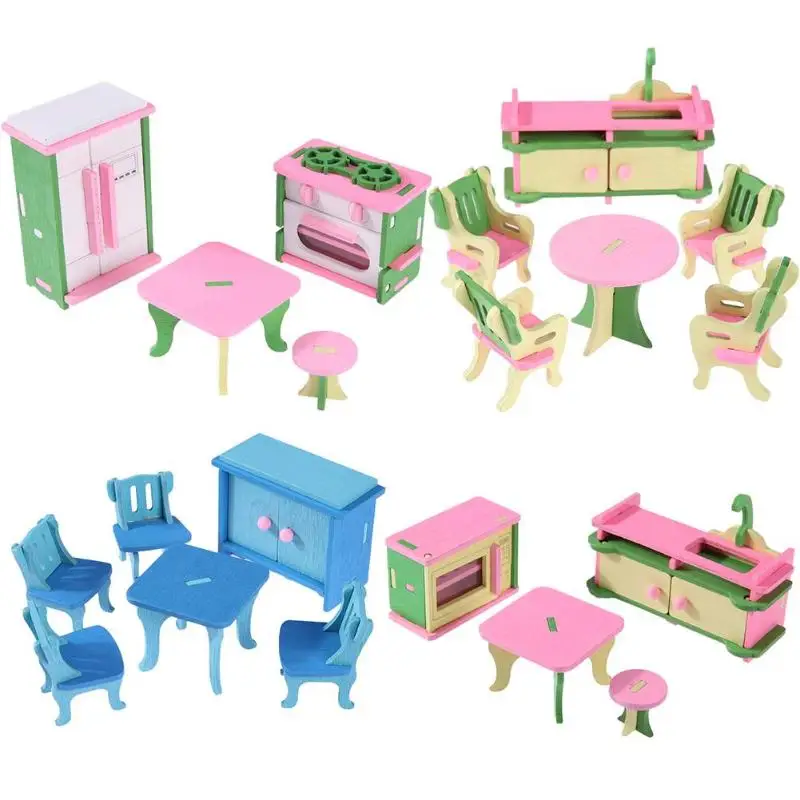 Мини деревянная имитация кукольная мебель набор детей обучающая игрушка спальня ролевые игры куклы детские игрушки Рождественский