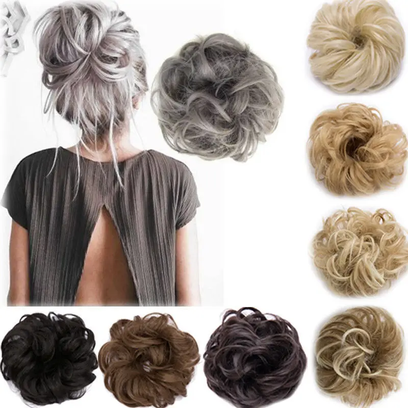 

Curly Messy Bun Hair Piece Scrunchie Updo Cover Hair Extensions Real as human Holiday DIY Decorations