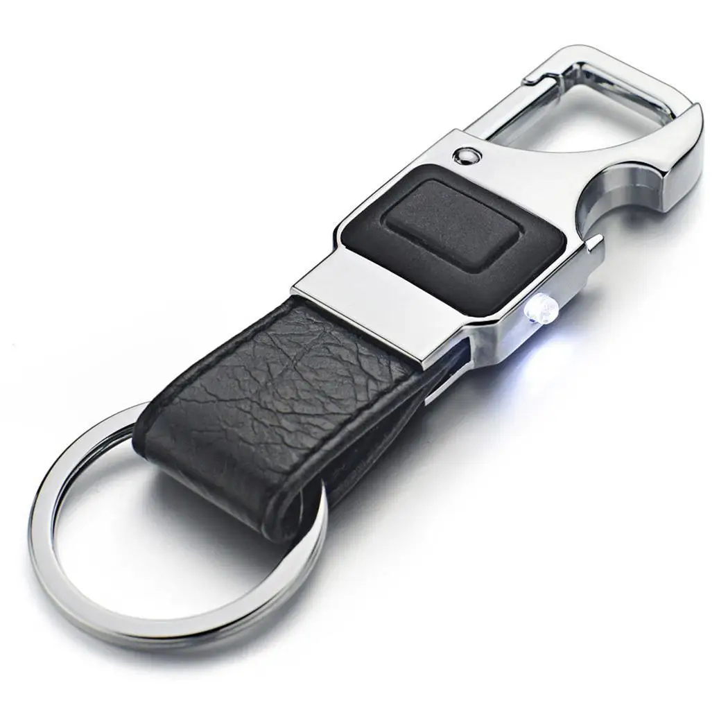 

Lamp LED with Car Opener Black Fashion Gift Silver Bottle Key Metal Keychain Creative