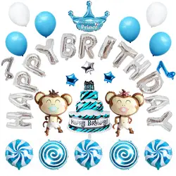 С днем рождения воздушный шарик в форме букв сочетание торт фольга воздущные шары Детские игрушки Свадебная вечеринка на день рождения