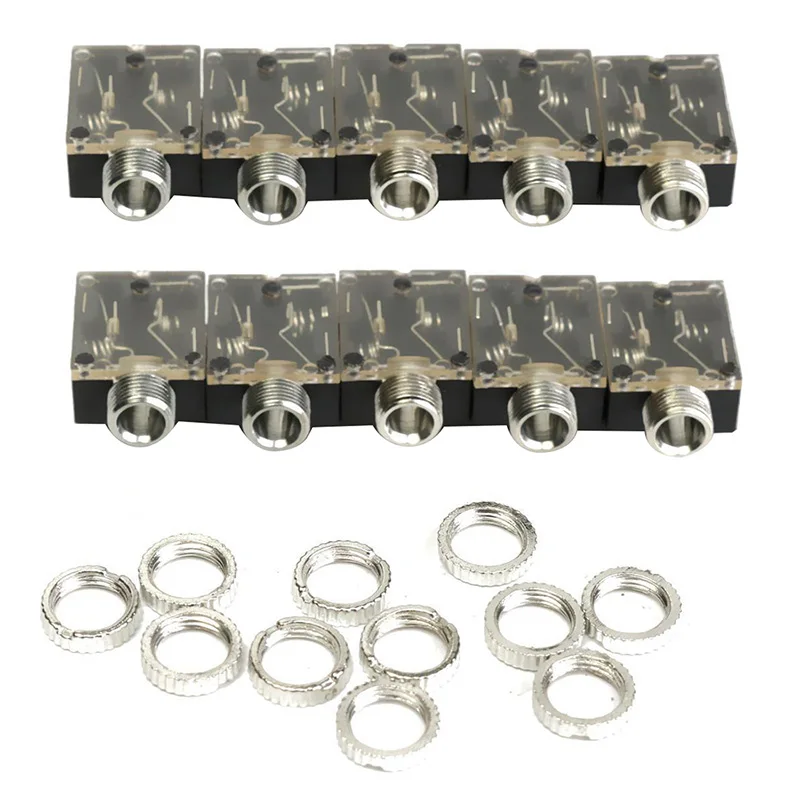 

10Pcs 3.5mm Headphones Stereo Audio Socket Jack With nut 5 Pin PCB Panel Mount