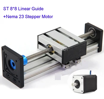 

ST Effective Travel Length Stroke 100mm 8MM T-screw Linear Guide Motion Moving Slide Rail CNC+57 Nema 23 Stepper Motor