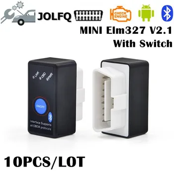 

Free Shipping V2.1 Super Mini ELM327 Bluetooth with high quality ELM 327 2.1 with switch OBD2 CAN-BUS Diagnostic Scanner Tool
