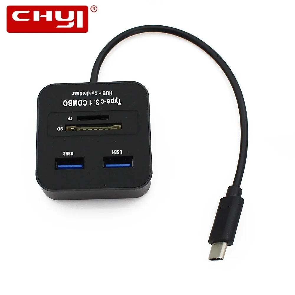 CHYI Type C 3.1 USB Hub With TF Micro SD Card Reader OTG Adapter Combo