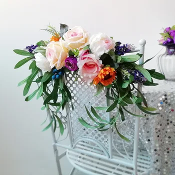 

Wedding chair back flower decoration artificial flower silk rose fake flower