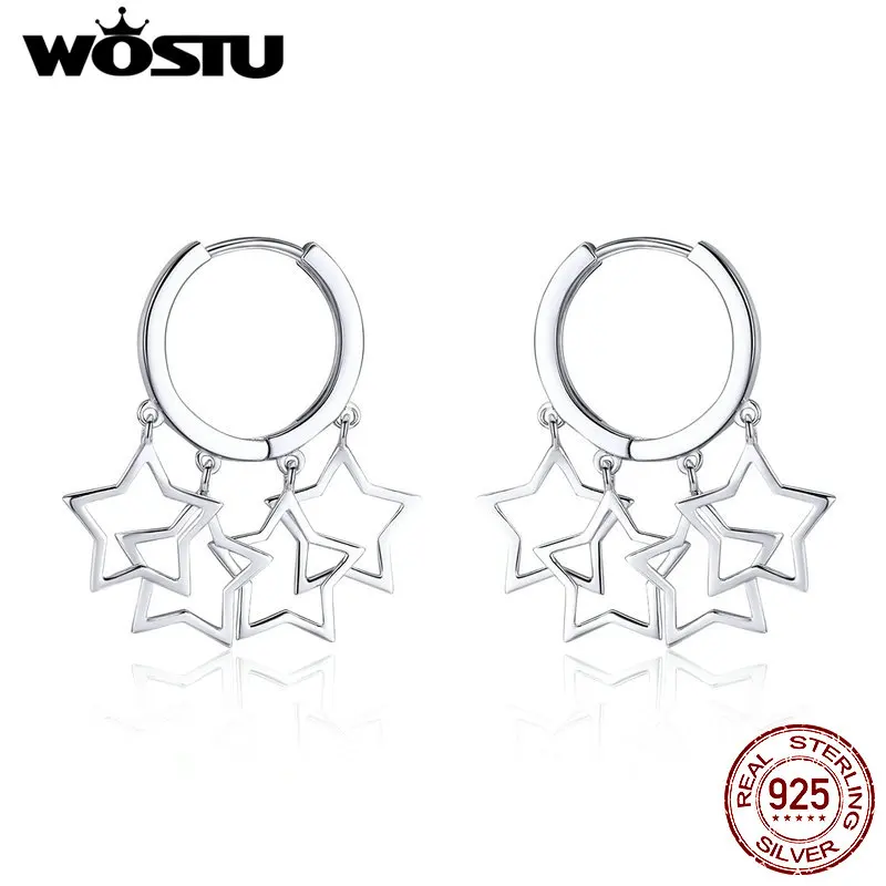 

WOSTU Real 100% 925 Sterling Silver Starlit Sky Drop Earrings For Women Wedding Activities Fashion Original Jewelry Gift CQE481