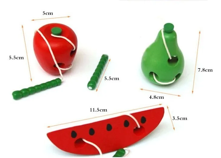 Educational Toys Fun Wooden Worm Eat Fruit Apple pear Early Learning Teaching Aid Baby Gift For Kids alfabeto alfabet Montessori
