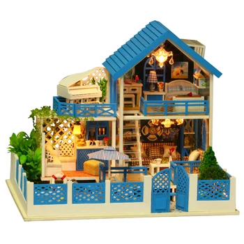 

Kids DIY Creative Handmade Theme Wooden Cabin Assembly Building Model Toy Set with Light and Music Gift- A Trip of Aegean Sea