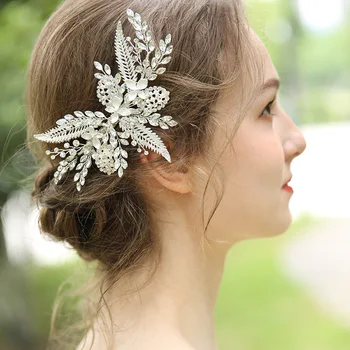 

Luxury Leaf Hairpins Crystals Rhinestones Tiara Wedding Hair Accessories Hair Clip Barrettes Bridal Headpiece