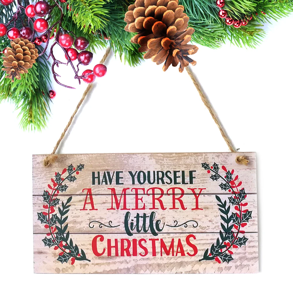 У себя Веселая Маленькая рождественская деревянная доска дизайн подвесной знак Праздничная дверь украшение деревянная стена Знак Домашний декор